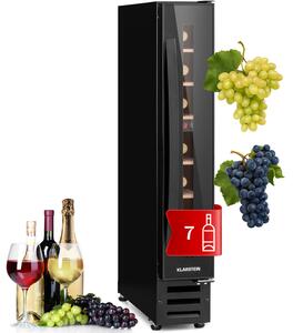 Klarstein Vinovilla 7, ugradbeni, Uno Quartz, ugrađeni hladnjak za vino, crno staklo, nehrđajući čelik