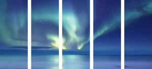5-dijelna slika polarna svjetlost iznad oceana