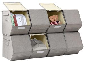 VidaXL 8-dijelni set kutija za pohranu s poklopcem od tkanine sive