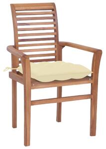 VidaXL Blagovaonske stolice s krem bijelim jastucima 8 kom od tikovine