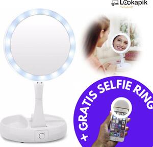 Stolno LED ogledalo s uvećanjem za šminkanje + *GRATIS* - SELFIE RING svjetlosni prsten za selfie!