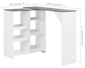 Barski stol s pomičnom policom bijeli 138 x 39 x 110 cm