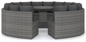 VidaXL 9-dijelni set vrtnih sofa od poliratana s jastucima sivi