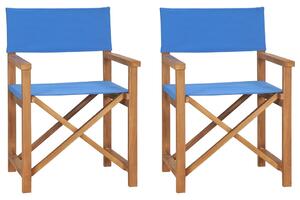 VidaXL Sklopive redateljske stolice 2 kom plave od masivne tikovine