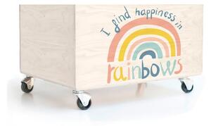 Dječja kutija za odlaganje od borovine na kotačima Folkifreckles Rainbow