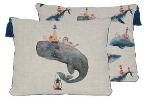 Jastuk od mješavine lana Little Nice Things Whale, 50 x 35 cm
