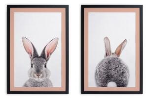 Set od 2 slike s crnim okviima Madre Selva Rabbit, 30 x 40 cm