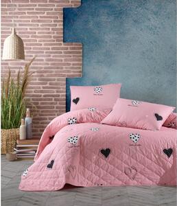 Ružičasti prekrivač s 2 jastučnice od ranforce pamuka Mijolnir Hati, 225 x 240 cm