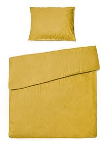 Pamučna posteljina senf žute boje za krevet za jednu osobu Bonami Selection, 140 x 200 cm