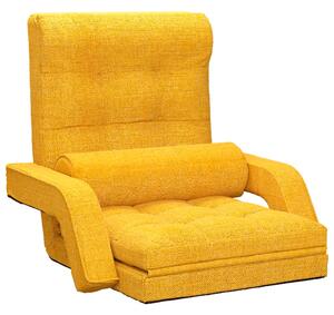 VidaXL Sklopiva podna stolica s funkcijom kreveta tkanina boja senfa