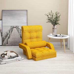 VidaXL Sklopiva podna stolica s funkcijom kreveta tkanina boja senfa