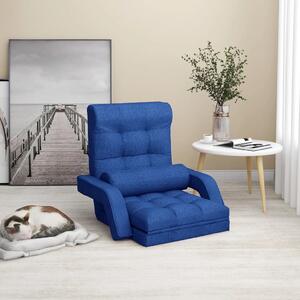 VidaXL Sklopiva podna stolica s funkcijom kreveta plava od tkanine