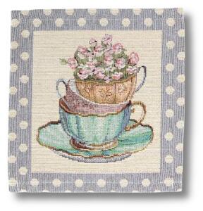 Uskrsni podmetač Cvijeće u šalici - Siva - 20x20 cm