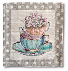 Uskrsni podmetač Cvijeće u šalici - Bež - 20x20 cm