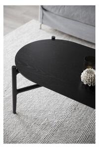 Crni ovalni stolić za kavu od hrastovine Rowico Holton, 130 x 65 cm