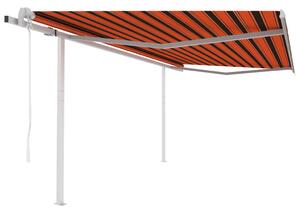 VidaXL Automatska tenda sa stupovima 4,5 x 3 m narančasto-smeđa