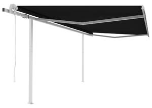 VidaXL Automatska tenda na uvlačenje sa stupovima 4,5 x 3,5 m antracit