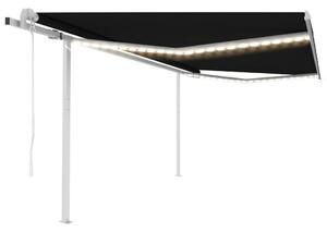 VidaXL Automatska tenda sa senzorom za vjetar LED 4,5 x 3 m antracit