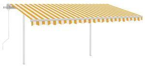 VidaXL Automatska tenda na uvlačenje sa stupovima 4 x 3 m žuto-bijela