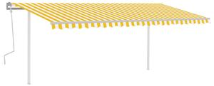 VidaXL Tenda na ručno uvlačenje sa stupovima 5 x 3,5 m žuto-bijela