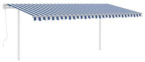 VidaXL Automatska tenda na uvlačenje sa stupovima 5x3 m plavo-bijela