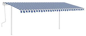 VidaXL Tenda na ručno uvlačenje sa stupovima 5 x 3,5 m plavo-bijela