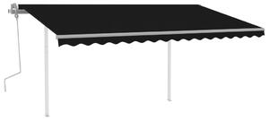 VidaXL Tenda na ručno uvlačenje sa stupovima 4 x 3,5 m antracit