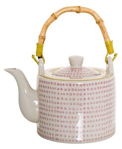 Ružičasto bijeli keramički čajnik Bloomingville Susie, 800 ml
