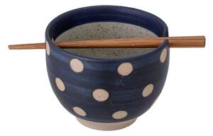 Plava keramička zdjela sa štapićima za jelo Bloomingville Masami, ø 13 cm