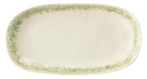 Zeleno-bijeli keramički tanjur za posluživanje Bloomingville Paula, 23,5 x 12,5 cm