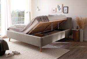Sivo-smeđi bračni krevet s podnicom i prostorom za pohranu Meise Möbel Mattis, 180 x 200 cm