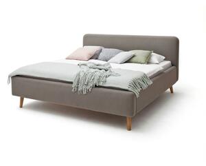 Sivo-smeđi bračni krevet s podnicom i prostorom za pohranu Meise Möbel Mattis, 160 x 200 cm