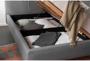 Sivi bračni krevet s podnicom i prostorom za pohranu Meise Möbel Mattis, 140 x 200 cm