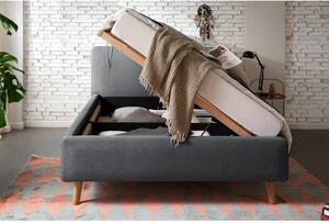 Black Friday - Tamnosivi bračni krevet s podnicom i prostorom za pohranu Meise Möbel Mattis, 140 x 200 cm