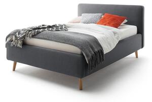 Tamnosivi bračni krevet s podnicom i prostorom za pohranu Meise Möbel Mattis, 140 x 200 cm