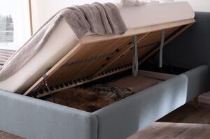 Plavo-bež bračni krevet s podnicom i prostorom za pohranu Meise Möbel Mattis, 160 x 200 cm