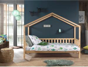 Dječji krevet od masivnog bora u obliku kućice/s dodatnim ležajem s prostorom za pohranu 90x200 cm u prirodnoj boji DALLAS – Vipack