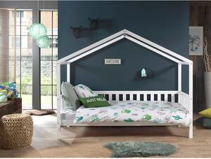 Bijeli dječji krevet u obliku kućice od borovine Vipack Dallas, 90 x 200 cm