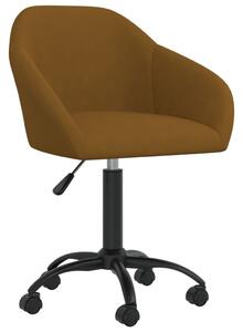 VidaXL Okretna blagovaonska stolica smeđa baršunasta