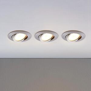 Lindby LED ugradbeni reflektor Andrej, okrugli, aluminij, set 3 kom, Metalik, Dnevni boravak/blagovaonica, Plastika, Okrugla ugradna svjetla