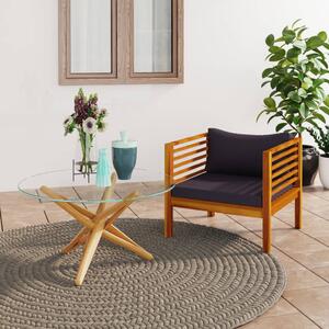 VidaXL Vrtna stolica od masivnog drva bagrema s tamnosivim jastucima