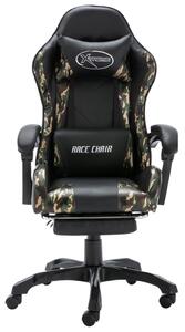 VidaXL Igraća stolica od umjetne kože s osloncem za noge crna-maskirna
