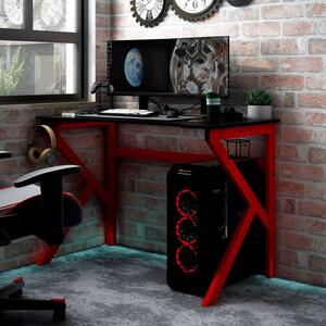 VidaXL Igraći stol s nogama K-oblika crno-crveni 110 x 60 x 75 cm