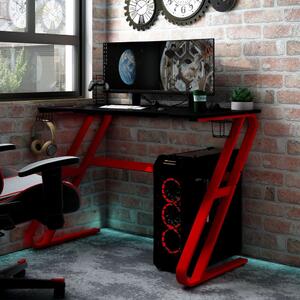 VidaXL Igraći stol s nogama u obliku ZZ crno-crveni 110 x 60 x 75 cm