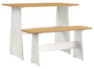 VidaXL Blagovaonski stol s klupom boja meda i bijeli masivna borovina
