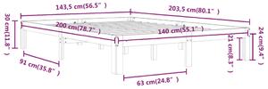 Okvir za krevet od masivne borovine bijeli 140 x 200 cm