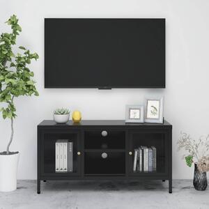 VidaXL TV ormarić crni 105 x 35 x 52 cm od čelika i stakla