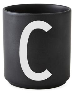Crna porculanska šalica Design Letters Alphabet C, 250 ml
