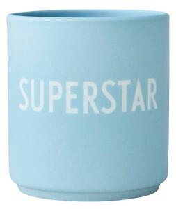 Plava porculanska šalica Design Letters Superstar, 300 ml