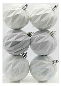 Božićne kuglice (Bijele boje, Plastika, Promjer: 6 cm, 6 Kom.)